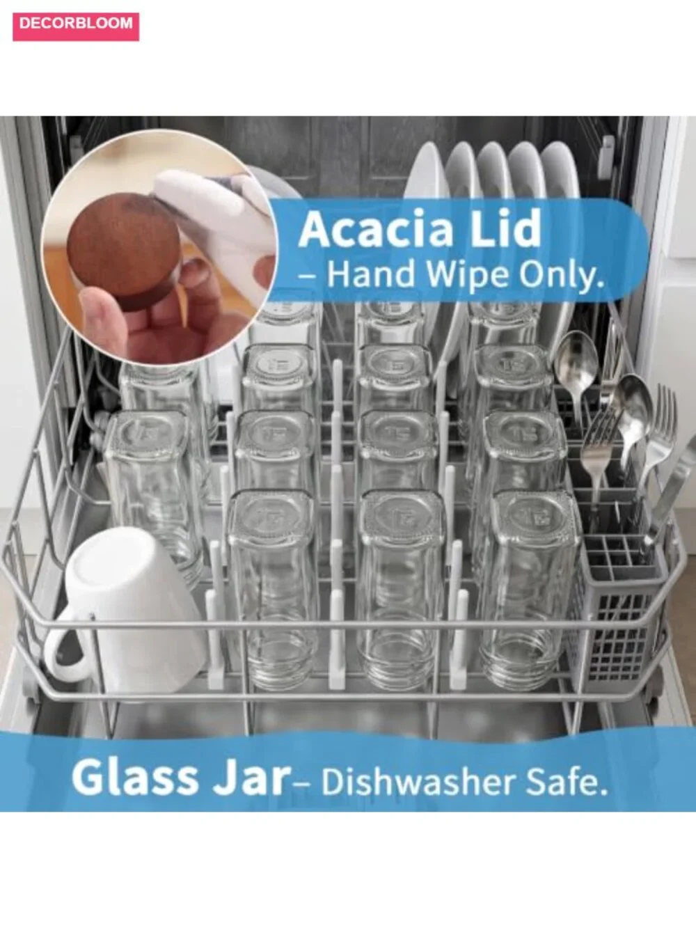 24pcs 4oz Glass Spice Jars with Acacia Wood Lids & 2 Racks